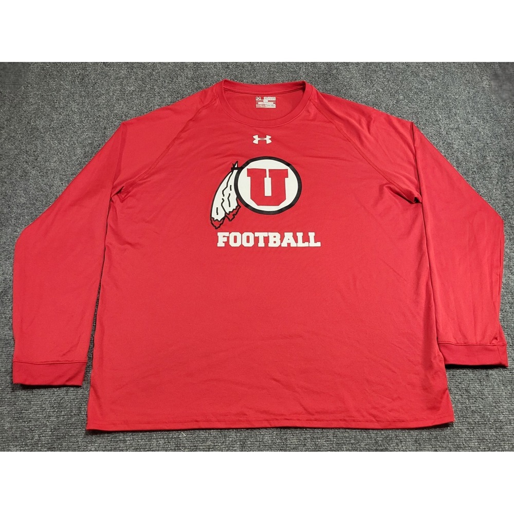 Under Armour Utah Utes Red Performance Long Sleeve Heatgear T-Shirt Men's Sz XXL